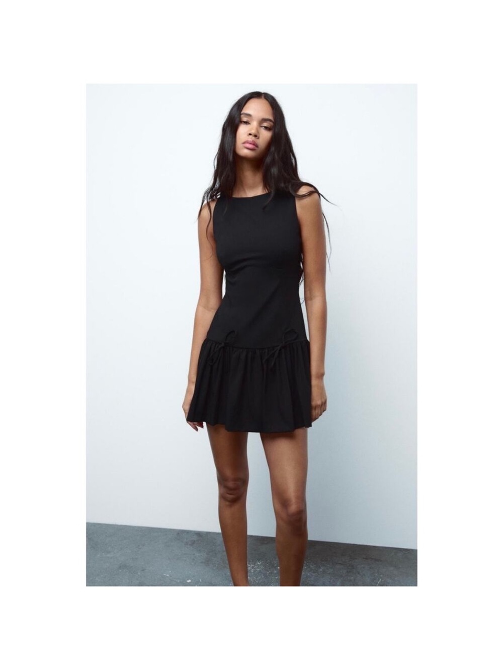 Zara black drop waist mini dress